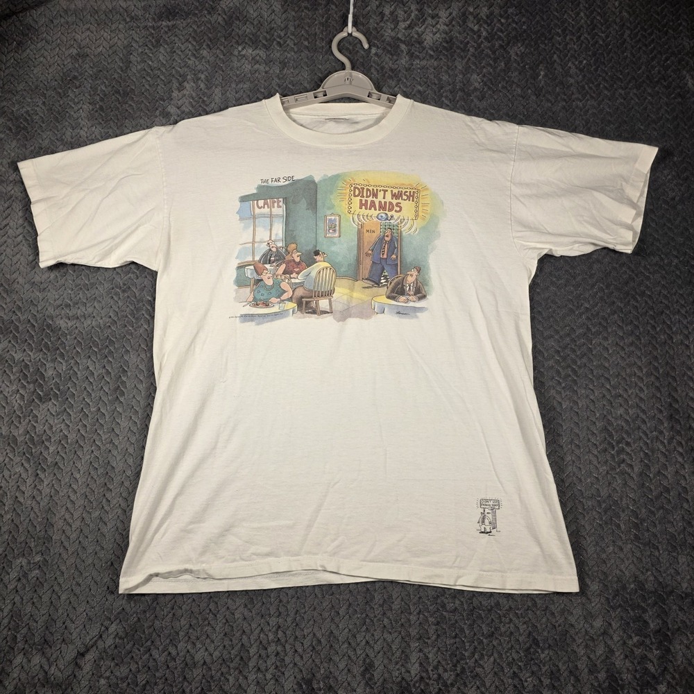 Vintage The Far Side Didn't Wash Hands T-Shirt Mens Large Single Stitch USA 1991